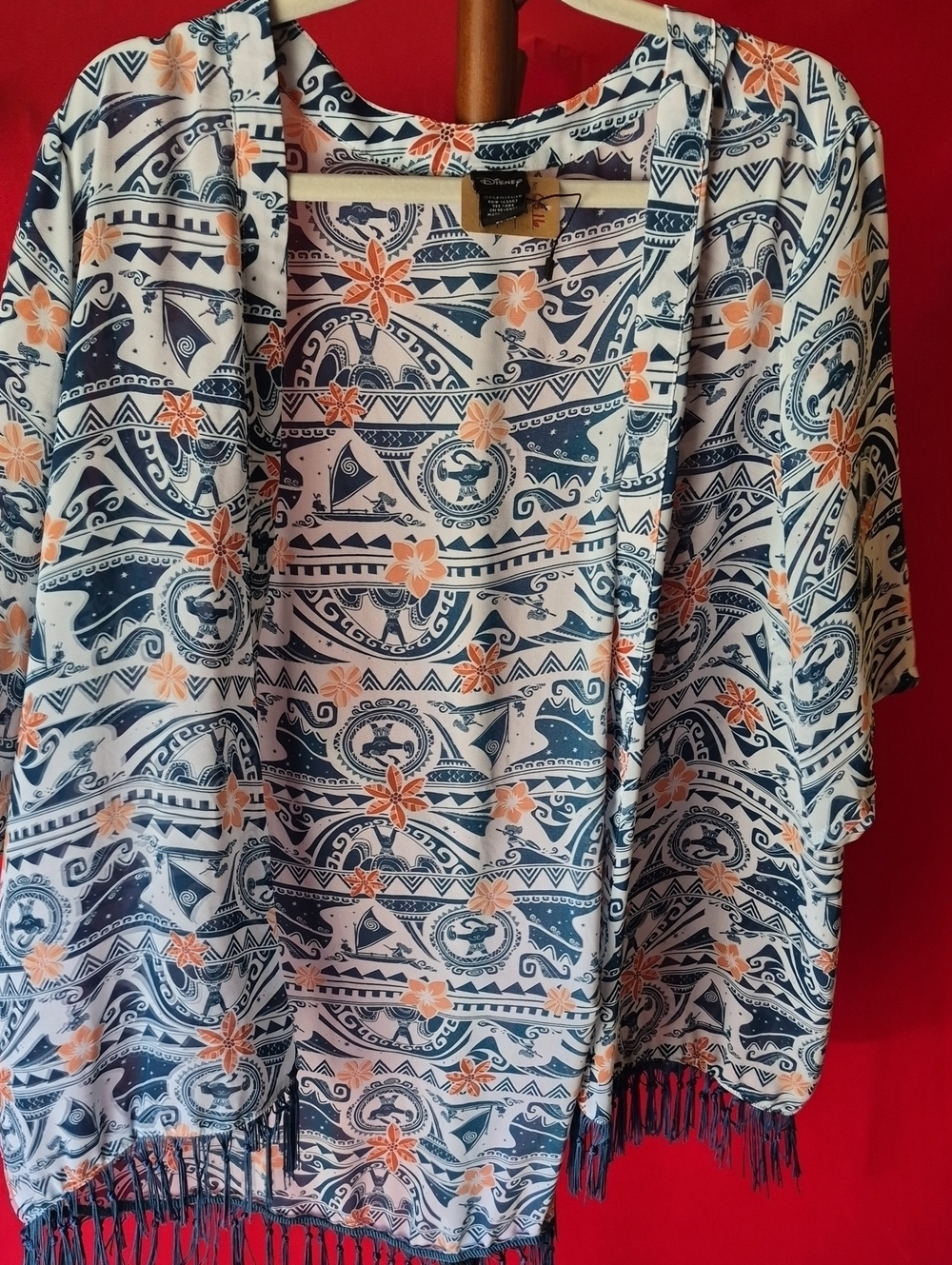 Disney Navy & Peach Floral Tribal Kimono Size 1